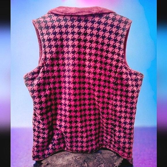 Reversible 1XL Thick Fleece Burgundy & Black Vest w Outside Pockets - Picture 6 of 7